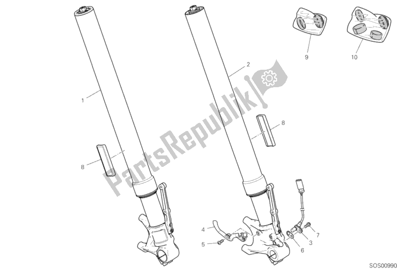 Wszystkie części do Przedni Widelec Ducati Diavel 1260 S Brasil 2019 Wszystkie części do Przedni Widelec Ducati Diavel 1260 S Brasil 2019